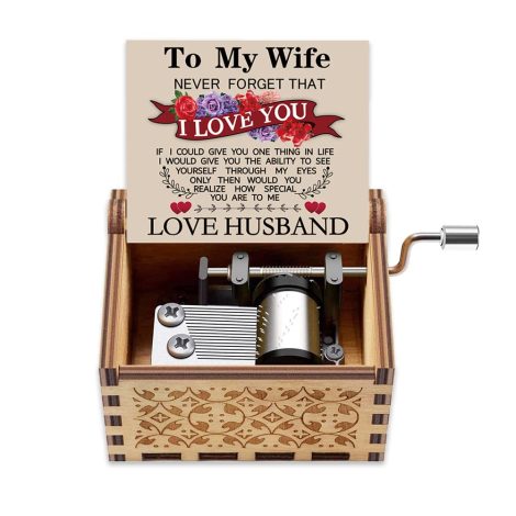 Wooden Hand Crank Musical Box: A heartfelt gift for your wife, playing the beloved song “You are My Sunshine”.