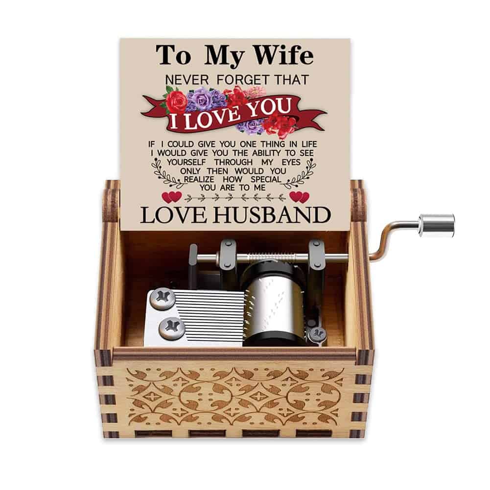 Music Box Gift to Wife - Valentine Day Birthday Anniversary for Wife Gift from Husband Boyfriend Women Girlfriend Wooden Hand Crank Musical Box Play You are My Sunshine