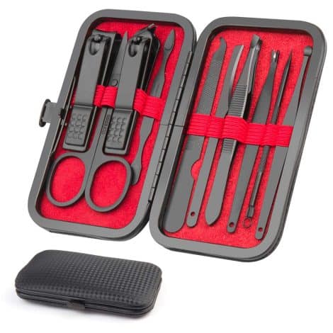 Okom Luxury Manicure and Pedicure Kit – 10 in 1 Stainless Steel Nail Care Set. Ideal gift for anyone!