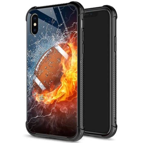 Flames on Field iPhone XR cover for Men, Boys, and Girls – Durable dual-layer protection.