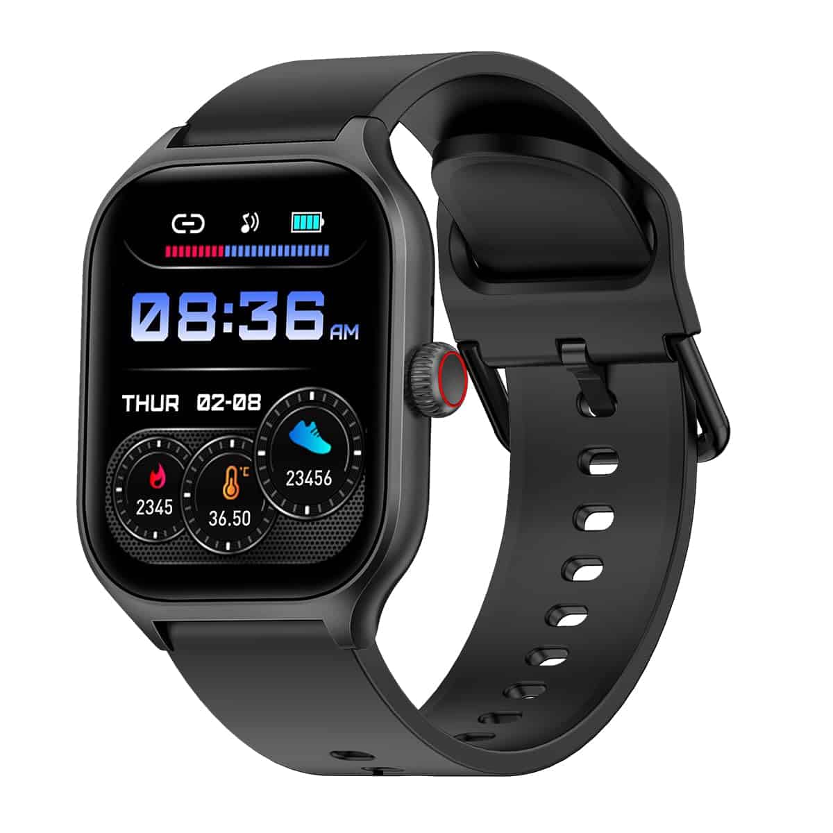 pTron Newly Launched Reflect MaxPro Smartwatch, 2.01" Full Touch Display with Bluetooth Calling, Functional Crown, 600 NITS, 100+ Watch Faces, HR, SpO2, Sports Mode, 5 Days Battery Life & IP68 (Black)