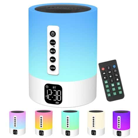 Multi-functional Bluetooth speaker and night light with alarm clock, perfect for kids and teenage girls in India.