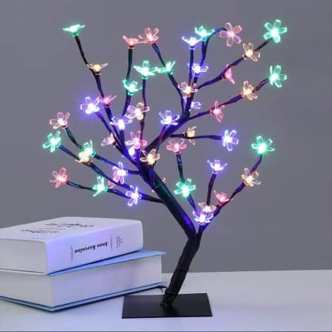 One94Store offers an 18-inch LED Cherry Blossoms Bonsai Tree Lamp with adjustable branches – perfect for room decoration!