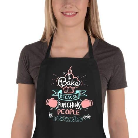 FUNPRON – Hilarious Apron for Women and Men, Adjustable Kitchen Cooking Apron with 2 Big Pockets, Perfect for Bakers (No Punching Allowed!)