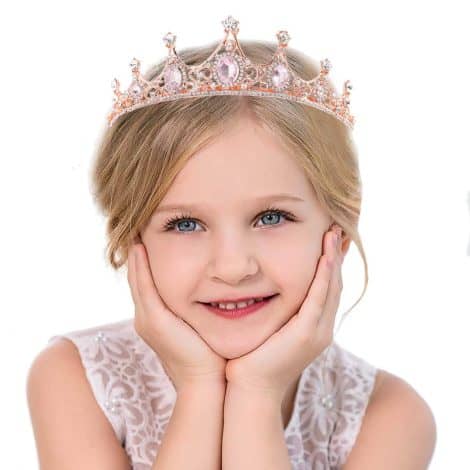 Pink Campsis Princess Costume Tiara with Crystals, Comb Headband – Perfect Birthday Gift for Indian Girls.