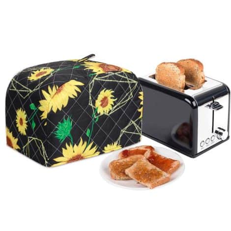 “Protect your 2-slice toaster with a stylish waterproof cover featuring a beautiful sunflower pattern, ideal for gifting.”