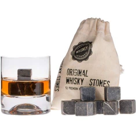 Gift set for whiskey lovers, includes 12 marble ice cubes and a bag, perfect for birthdays. (Dark Grey)