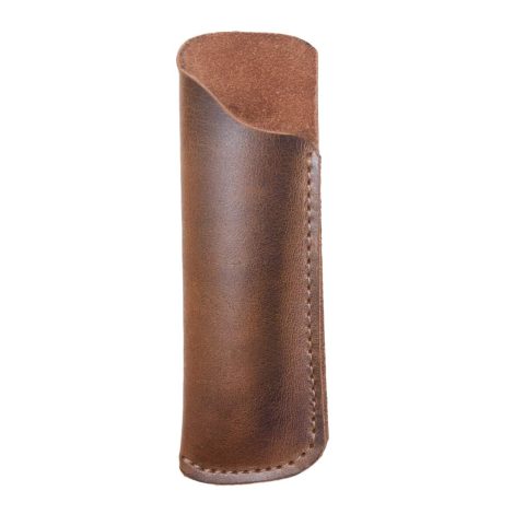 Handcrafted Leather Case for Combs, Offers 101-Year Guarantee, Indian Barber Essentials, in a Rich Bourbon Brown.
