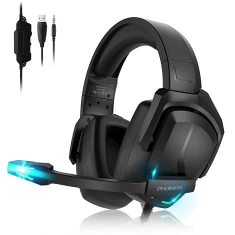 Black YOTMS H6 Gaming Headset with Noise Cancelling Mic, 7.1 Surround Sound for PC, Switch, PS4, PS5.