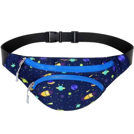 Choco Mocha Small Fanny Pack for Boys in Space-Navy Blue, ideal for casual use.
