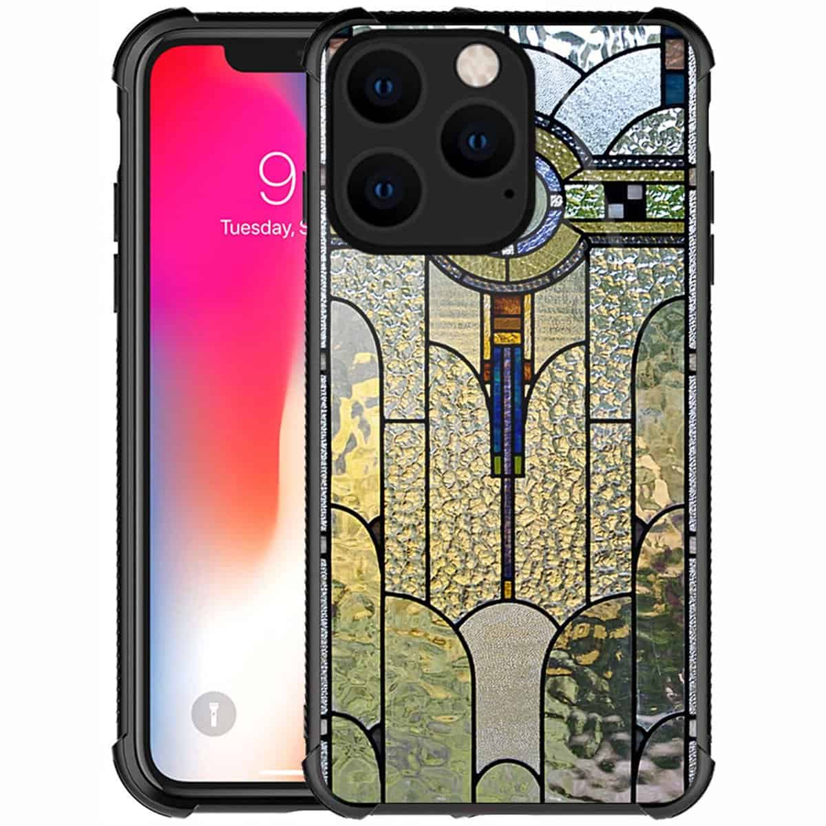 CARLOCA Compatible with iPhone 14 Pro Case,Art Deco Stained Window Pattern Design for Girl Boy Shockproof Anti-Scratch Case for iPhone 14 Pro