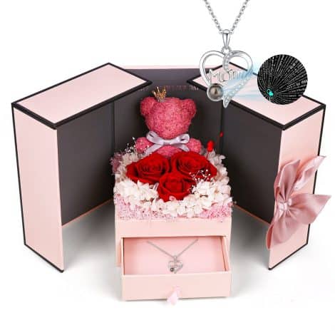 IDFALKFD Rose Gift Set, a special necklace that says “I Love You” in 100 languages, perfect for Indian moms. Ideal for Mother’s Day, birthdays, Christmas, and Valentines.