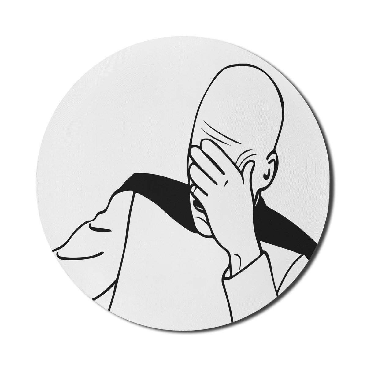 Ambesonne Humor Mouse Pad for Computers, Laughing Man Face Palm Troll Guy Meme Caption Super Fun Online Web Illustration, Round Non-Slip Thick Rubber Modern Gaming Mousepad, 8" Round, White and Black