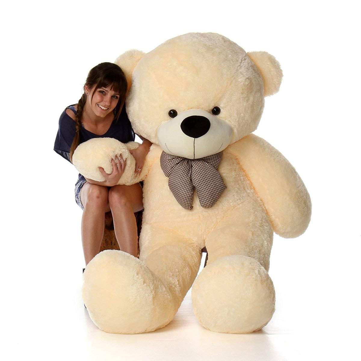 HUG 'n' FEEL SOFT TOYS Teddy Bear 5 feet, Soft Toys, Birthday Gift for Girls/Wife, Boyfriend/Husband, Soft Toys Wedding for Couple Special, Rakhi for Brother/Sister Gift Items, (5 FEET Cream)