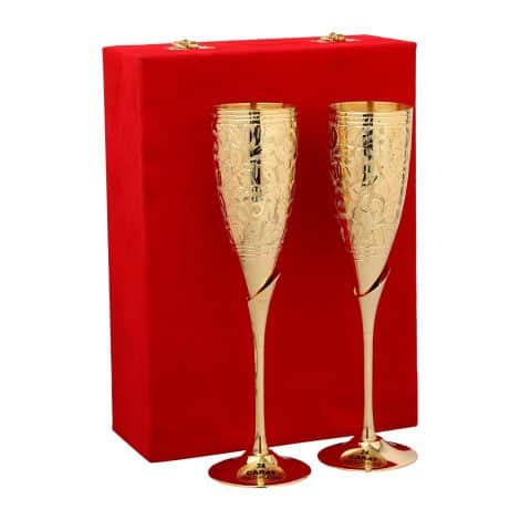 Luxurious 24K Gold Plated Brass Wine Glasses, Metal Goblet, Champagne Flutes – Perfect Diwali or Anniversary Gift!