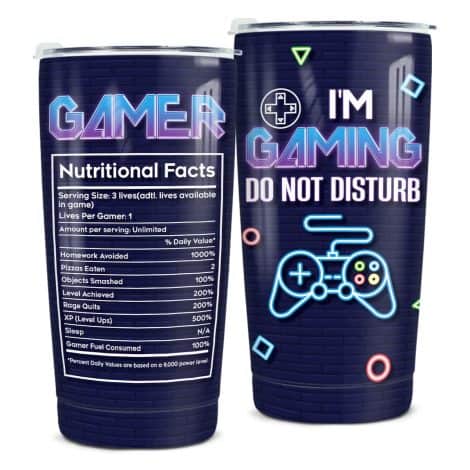 Gaming Chalice: 20oz stainless steel tumbler with lid, perfect gaming gift for Indian men, boys, and dads.