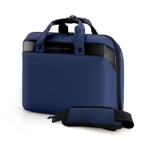 Introducing the Okami ZenPack LITE Laptop Messenger Bag X Briefcase in Shibuya Blue with USB Fast-Charging.