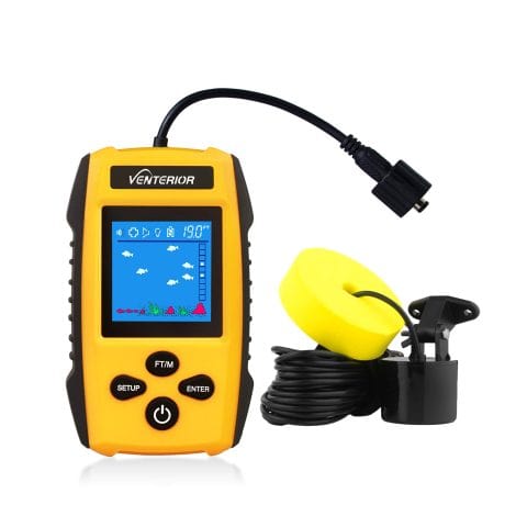 Venterior Portable Fish Finder, suitable for Indian consumers, comes in orange with LCD display and sonar.