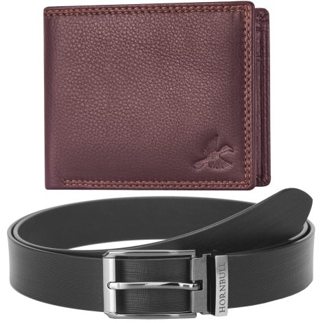 Gift set for men with leather wallet and belt combo, perfect for an Indian gentleman.