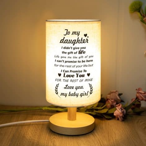 Daughter’s Birthday, Graduation, Anniversary or Wedding Gift: Funnli Wooden Desk Night Lamp – 9.1 Inches.