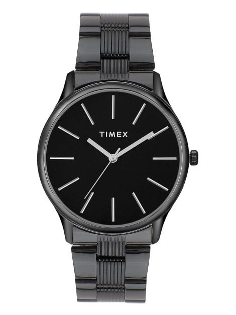 TIMEX 3 Hands Men’s Black Dial Quartz Watch, Round Dial, 40 mm Case Width – TWTG73SMU05.