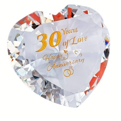 30 Years of Love Crystal Diamond Heart Keepsake Ornaments – Perfect Anniversary Gifts for Couples, Wife, Girlfriend.