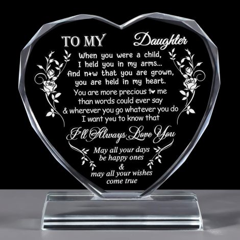 Heart-shaped glass keepsake, a heartfelt present from parents, perfect for your daughter’s birthday, graduation, or Christmas.