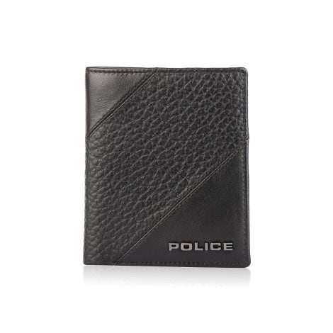 POLICE Jumbo Men’s North Wallet – A sleek black leather purse with multiple compartments for cards, cash, and coins.