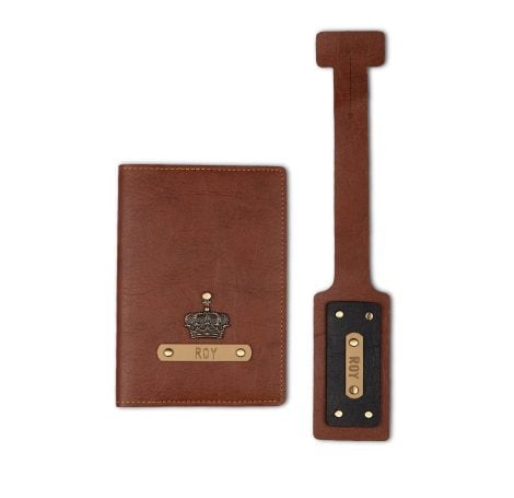 The Multicolor Junket Passport Cover and Luggage Tag Combo with Personalized Name and Charms, Perfect Birthday Gift for Indian Men and Women.