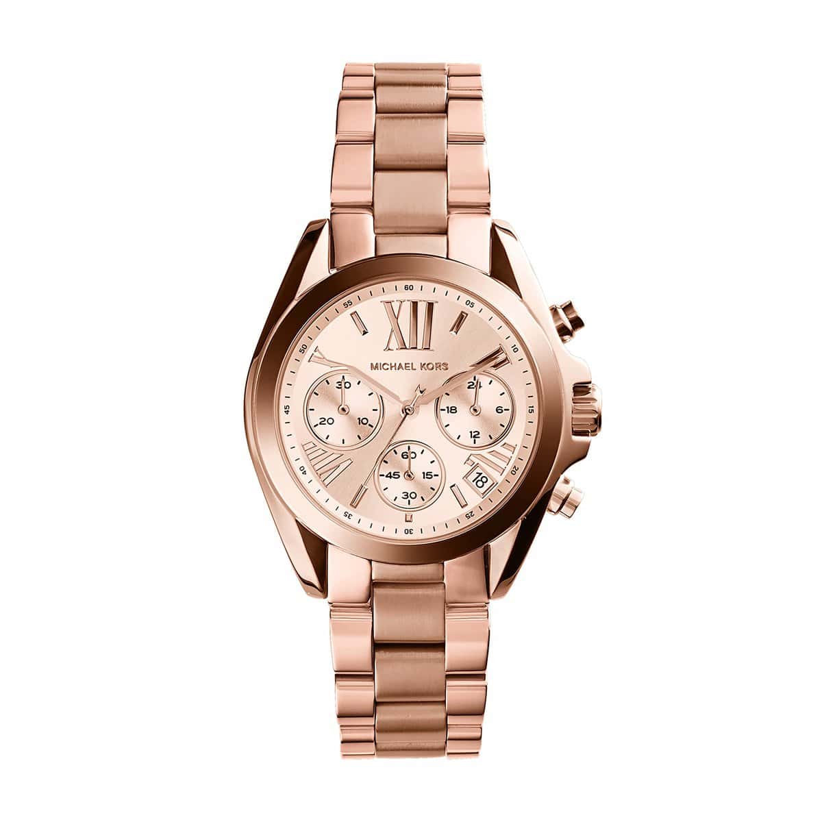 Michael Kors Analog Women's Watch (Rose Dial Gold Colored Strap)