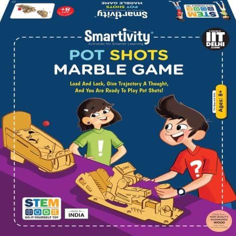 Smartivity Pot Shot Marble Game is a creative, educational DIY toy that offers fun and learning for Indian kids. Ideal birthday gift for boys and girls aged 8 to 14, made in India.