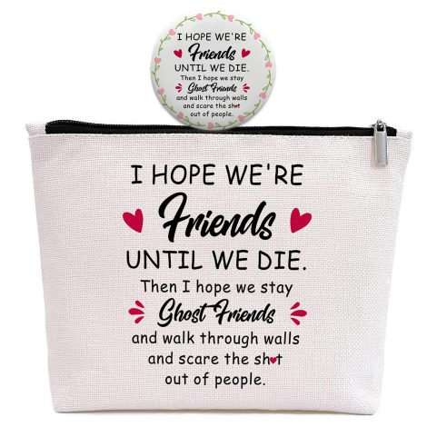 Bestie Presents for Ladies – Spectral Besties Sister Bday Presents – Xmas Graduation Gift for Elder/Younger Sister BFF – Pal Cosmetics Pouch Present – Hoping for Eternal Friendship