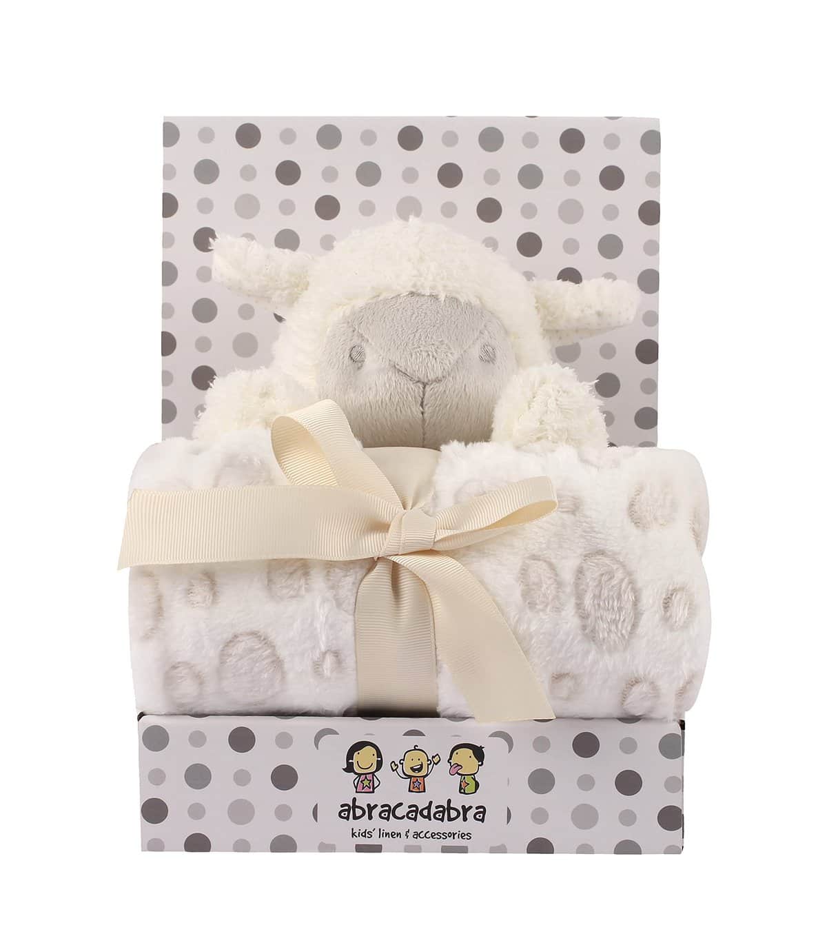 abracadabra Toy with Blanket Gift Set for Newborns & Infants, 0+ Years (Sheep, White)