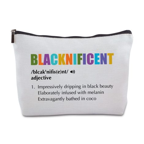 Stunningly Beautiful Black Lady Makeup Pouch for Travel – Perfect Gift for Black Women.