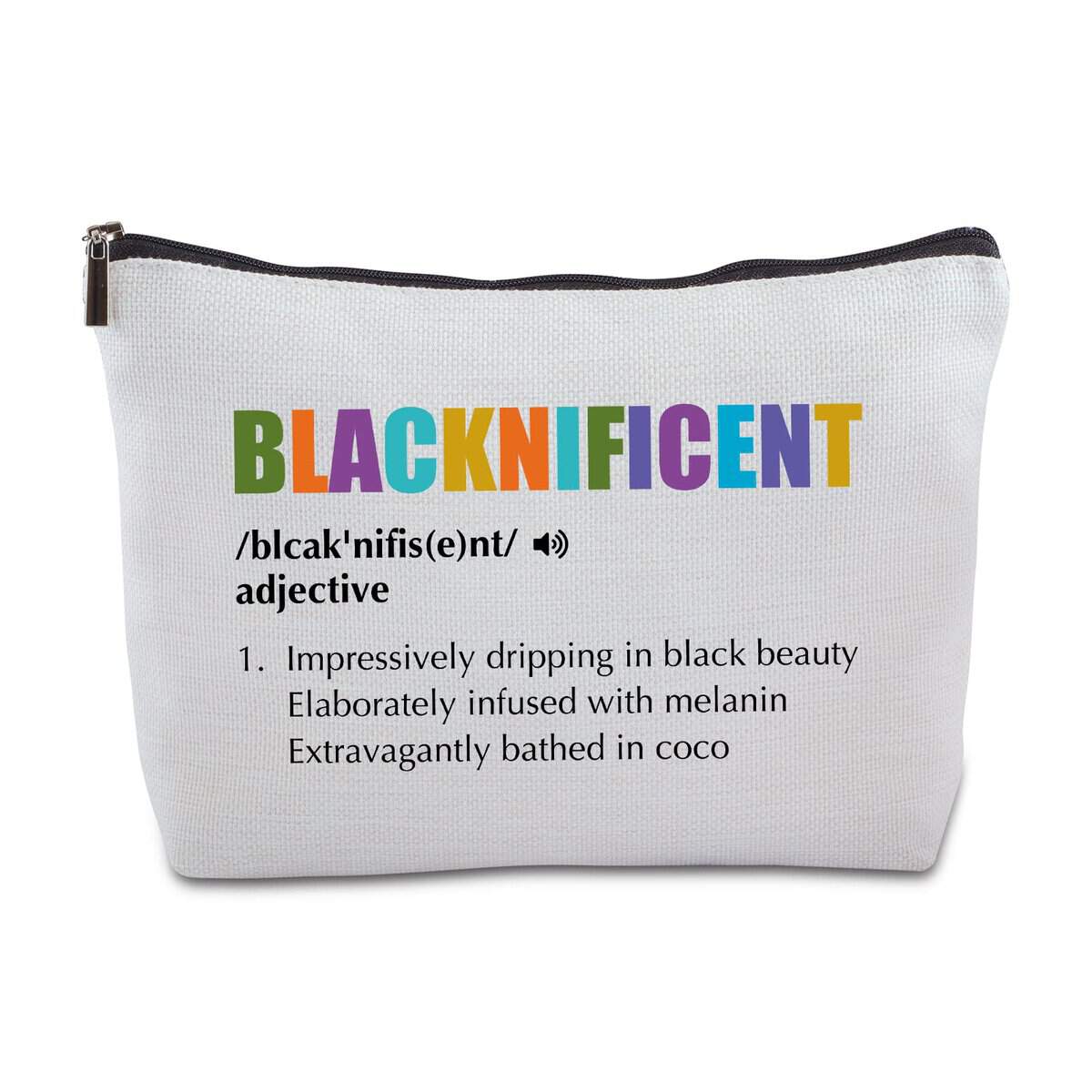 Blacknificent Definition Black Girl Zipper Makeup Bag Travel Cosmetic Bag Black Girl Magic Melanin Gift Black History Month Pride Inspirational Gifts for Black Girl Women for Birthday Christmas Gifts, white, Travel Makeup Bag, white, Travel Makeup Bag, white, Travel Makeup Bag