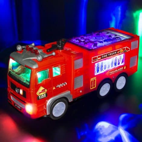 Battery-operated Toy Fire Truck with lights and sounds, perfect Christmas or birthday gift for toddlers aged 1-6 in India.