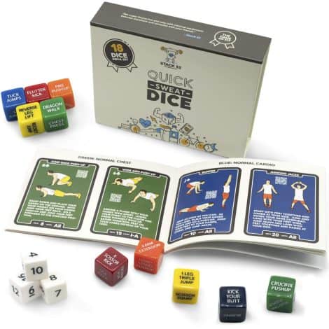 Introducing “Stack 52 Quick Sweat Fitness Dice”: an exciting workout game with no equipment needed to burn fat and build muscle. Created by a Military Fitness Expert, it includes video instructions.