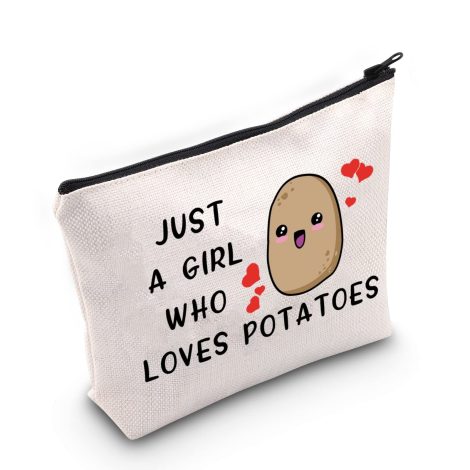 Potato Queen Makeup Bag: Ideal gift for Indian food lovers who admire potatoes, featuring a girly charm.