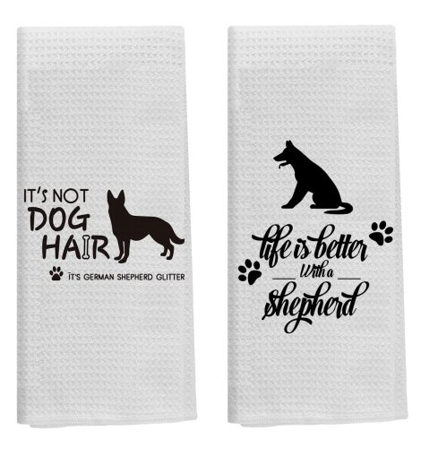 German Shepherd Glam Kitchen Towels – Soft, Absorbent, Funny Tea Towels – Perfect for Dog Lovers & Moms!