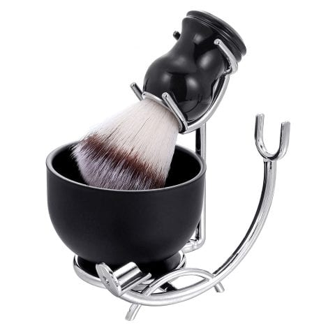 Gift set for Indian men: CCbeauty Shaving Brush and Bowl Kit with Brush, Stainless Steel Cup and Razor Stand.