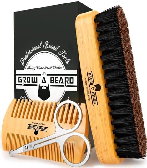 Men’s Beard Grooming Kit with Brush, Comb, and Travel Friendly Bag – Ideal for Dry or Wet Beards