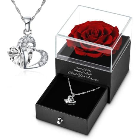 Vrtetin Eternal Rose Necklace: Handmade Preserved Real Rose in a Gift Box, perfect for Indian women.