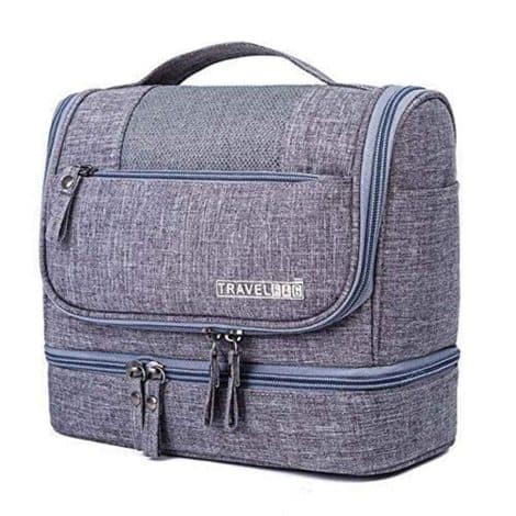 Stylish Seagull Toiletry Bag with Hook, Travel Kit Pouch for both Men & Women – 24 x 20 x 13 cm – Grey.