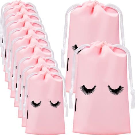 Pink Makeup Bags for Women and Girls. Convenient for Travel, with 50 Pieces for Eyelash Aftercare.