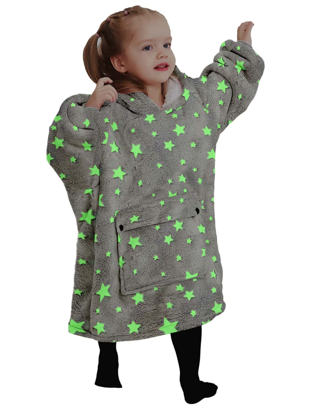 Wearable Blanket Hoodie for Kids Toddlers 2-6YR Sherpa Blanket Sweatshirt with Pocket Little Girls Boys