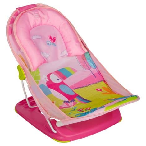 Mee Mee Infant Bath Chair: Spacious, Adjustable, and Foldable with Soft Mesh Seat for Babies 0-2 years (Pink).