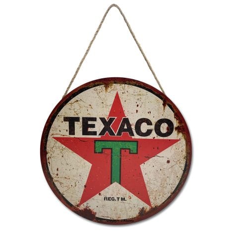 Texaco Club Hanging Sign: Vintage-style wood painting for your garage, bar or man cave. Perfect Indian gift.