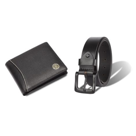 HAMMONDS FLYCATCHER Gift for Men Combo – Genuine Leather Wallet and Belt Set – Perfect Birthday gift for your Husband or Boyfriend in India – Sleek Black design.