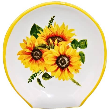 Sunflower Kitchen Décor – Ceramic Spoon Rest for Stove top and Kitchen Counter, Farmhouse Utensil Holder. Ideal gift for Indian women.