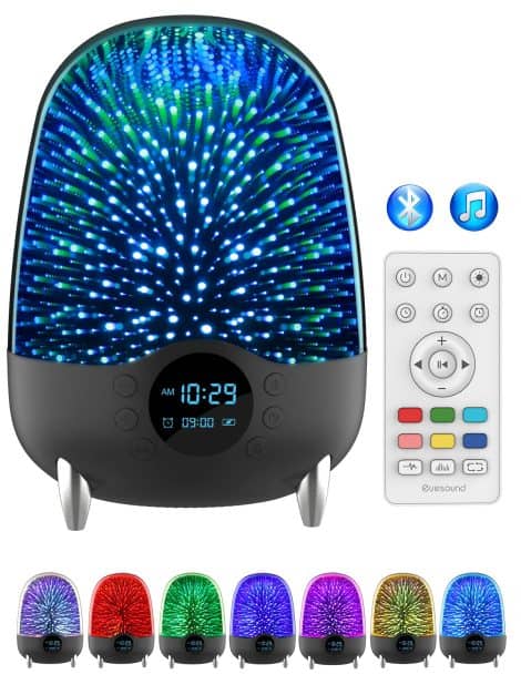 Bluetooth Speaker with 3D Glass Starry Night Light, 7-Color Changing Lamp, and Alarm Clock – Ideal for Bedroom.